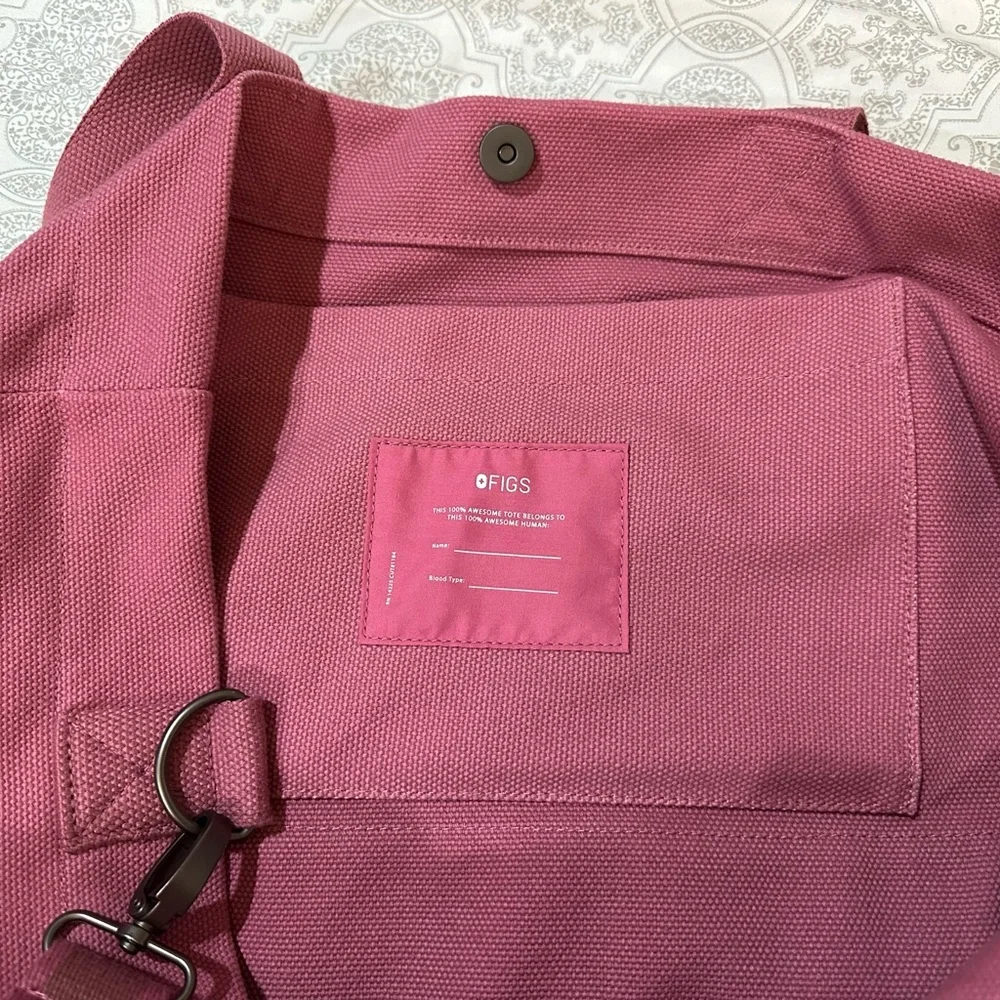 FIGS Large Pink Canvas Tote Bag